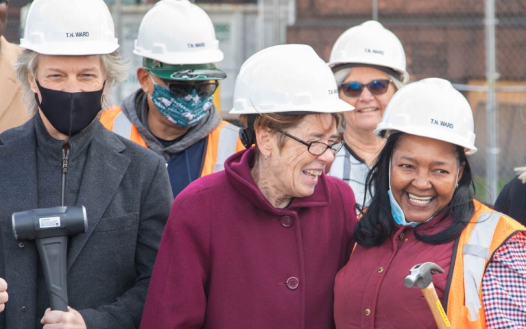 Sister Mary Scullion at the groundbreaking for long term recovery residence in Kensington