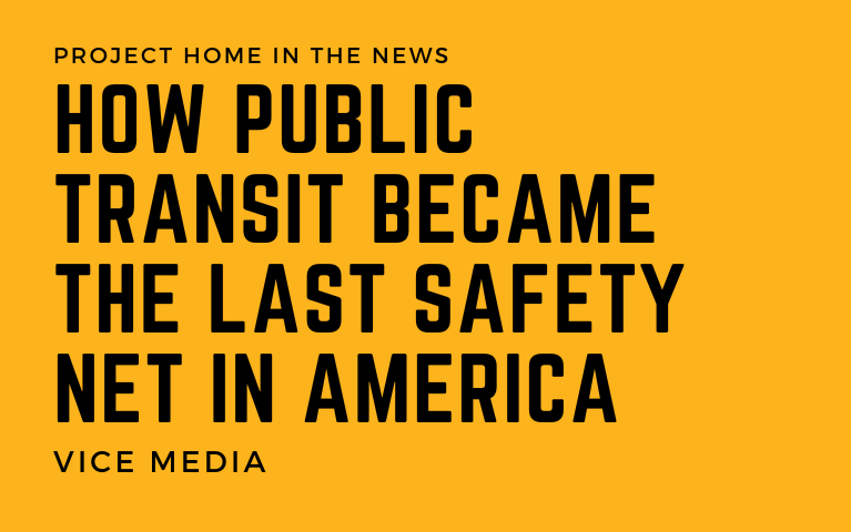 Text graphic that says how public transit became the last safety net in america
