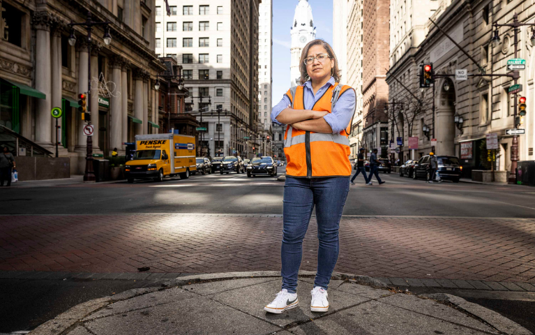 Donna Bullock standing on Broad Street