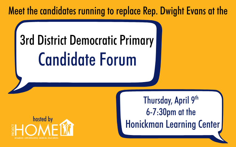 Third District Democratic Party Candidate Forum - Thursday, April 9, 6-7:30 PM at the Honickman Learning Center