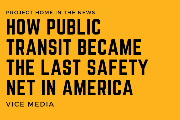 Text graphic that says how public transit became the last safety net in america