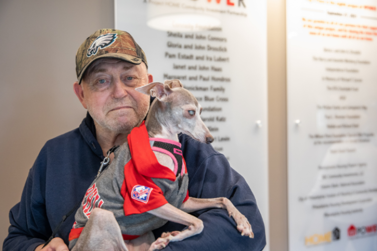 A resident with his dog