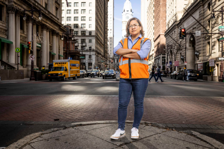 Donna Bullock standing on Broad Street